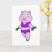 Pig Fitness Dumbell Karte (Gelbe Blume)