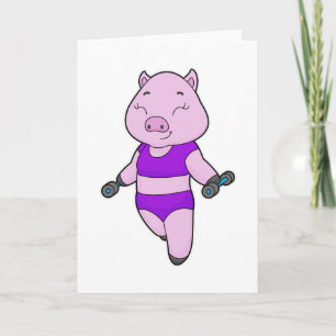 Pig Fitness Dumbell Karte