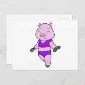 Pig Fitness Dumbell Postkarte (Vorne/Hinten)