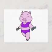 Pig Fitness Dumbell Postkarte (Vorderseite)