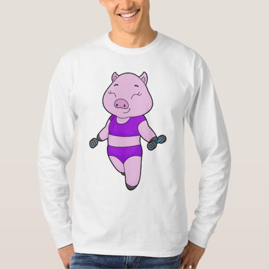 Pig Fitness Dumbell T-Shirt (Vorderseite)