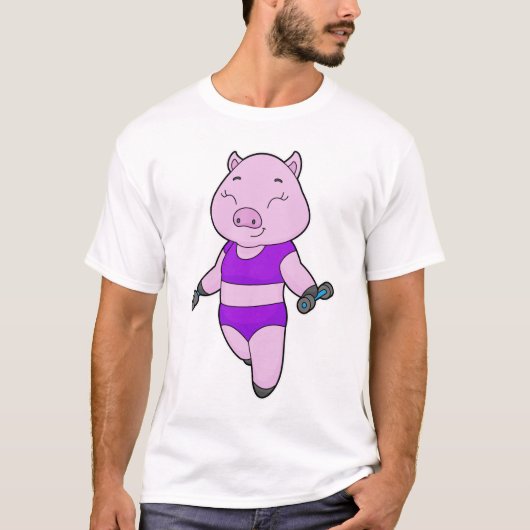 Pig Fitness Dumbell T-Shirt (Vorderseite)
