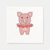 Pig For Valentine's Day Cute Animals With Hearts Serviette (Vorderseite)