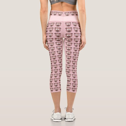 Pig-Gesichtsmuster Capri Leggings (Rückseite)