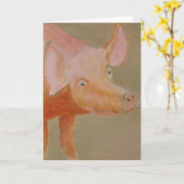 Pig Greetings Card Karte (Gelbe Blume)