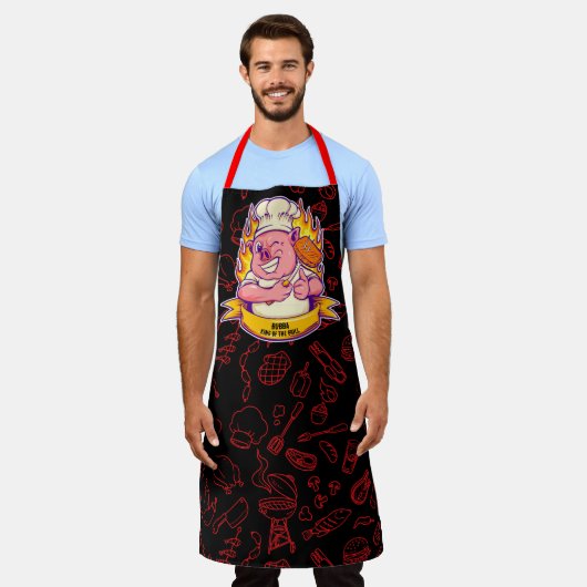 Pig Grillen auf der Grill-Koch anpassen Schürze (Getragen)