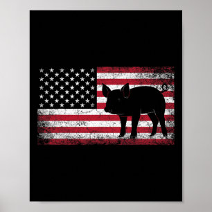 Pig Grillen Bauer Farm 4. Juli Amerikanische Flagg Poster