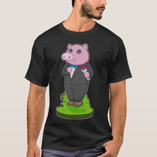 Pig Groom Jacket Wedding T-Shirt (Vorderseite)