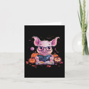 Pig Halloween Costume Pumpkin Hexenkraft Buch lese Karte