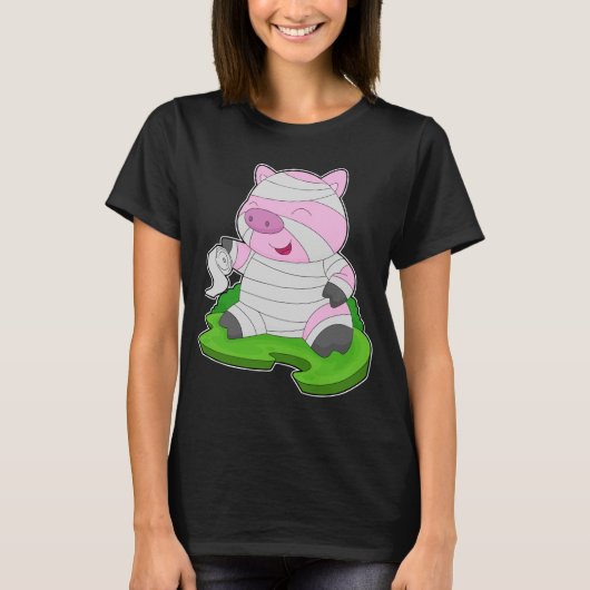 Pig Halloween Mummy T-Shirt (Vorderseite)