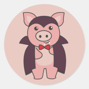 Pig Halloween Niedlich Devil Vampire Kostüm Classi Runder Aufkleber