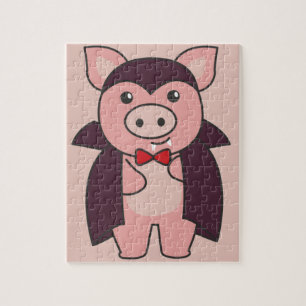 Pig Halloween Niedlich Devil Vampire Kostume Jigsa Puzzle