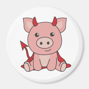 Pig Halloween Niedlicher Teufel Hexenkostüm Magnet