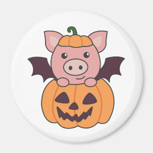 Pig Halloween Pumpkin Bat Kostüm Magnet