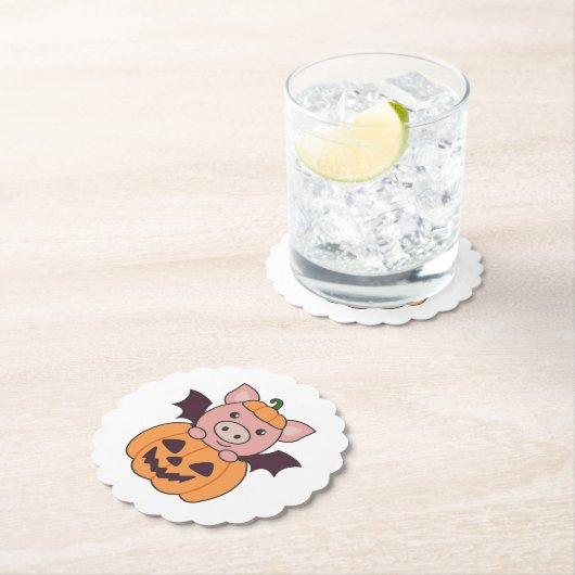 Pig Halloween Pumpkin Bat Kostüm Untersetzer (Vor Ort)