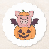 Pig Halloween Pumpkin Bat Kostüm Untersetzer (Vorderseite)