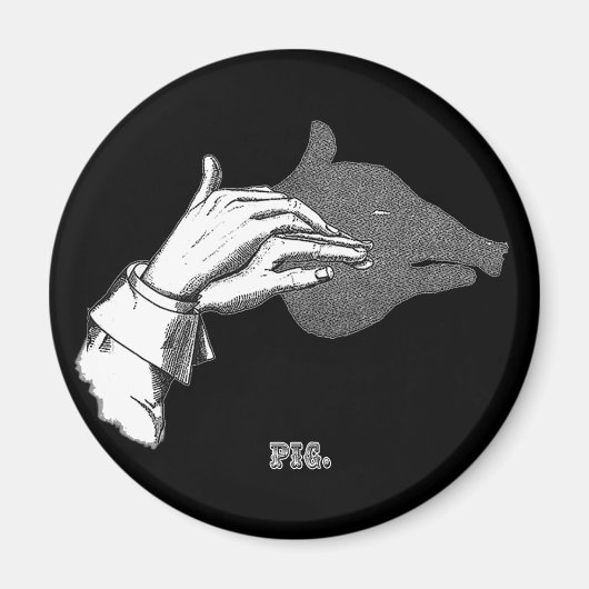 PIG Hand Shadow Art aus einem Antiquitätenbuch Magnet (Vorne)