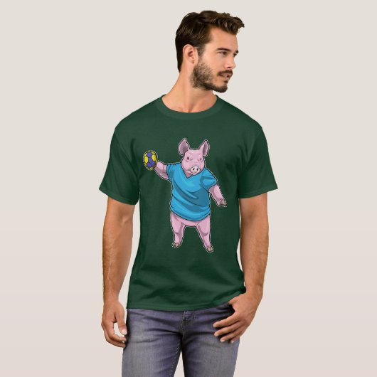 Pig Handball Spieler Handball T-Shirt (Vorne ganz)