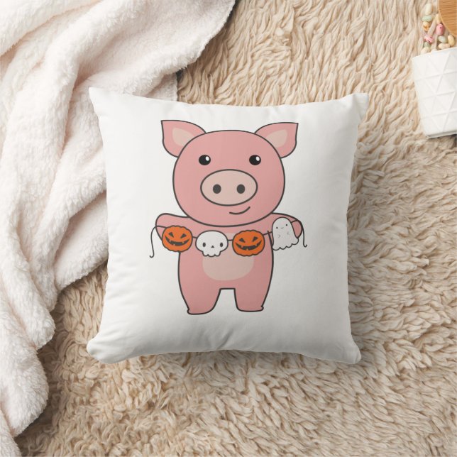 Pig Happy Halloween Pumpkin Bat Kostüm Kissen (Decke)