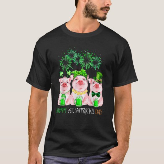 Pig Happy St Patricks Day Family Farmer Farming Lo T-Shirt (Vorderseite)
