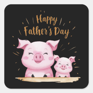 Pig Happy Vatertag Quadratischer Aufkleber
