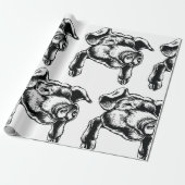 Pig Head Farm Animal Drawing in Black White Geschenkpapier (Ungerollt)