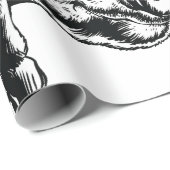 Pig Head Farm Animal Drawing in Black White Geschenkpapier (Rolleneckpunkt)