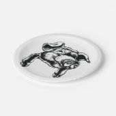 Pig Head Farm Animal Drawing in Black White Pappteller (Schrägansicht)