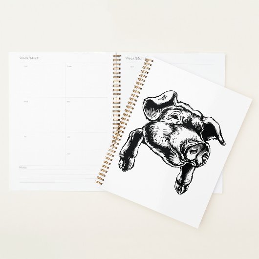 Pig Head Farm Animal Drawing in Black White Planer