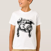 Pig Head Farm Animal Drawing in Black White T-Shirt (Vorderseite)