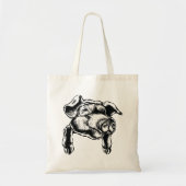 Pig Head Farm Animal Drawing in Black White Tragetasche (Vorne)