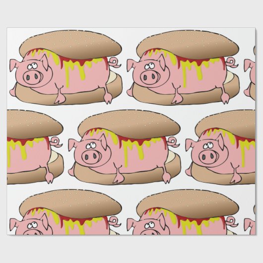 Pig Hot Dog Geschenkpapier (Flach)
