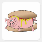 Pig Hot Dog Quadratischer Aufkleber (Vorderseite)
