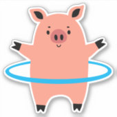 Pig Hula Hoop Aufkleber (Vorderseite)