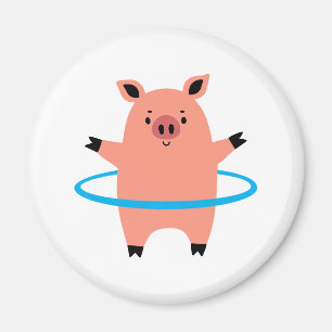Pig Hula Hoop Magnet