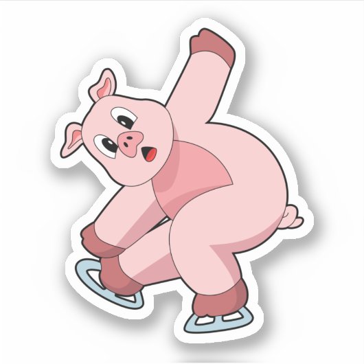 Pig Ice Skaten Ice Skate Aufkleber (Vorderseite)