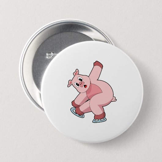 Pig Ice Skaten Ice Skate Button (Vorne & Hinten)