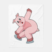 Pig Ice Skaten Ice Skate Fleecedecke (Vorderseite)