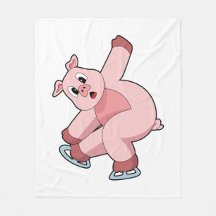 Pig Ice Skaten Ice Skate Fleecedecke