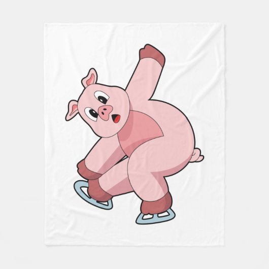 Pig Ice Skaten Ice Skate Fleecedecke (Vorderseite)