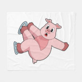 Pig Ice Skaten Ice Skate Fleecedecke (Vorderseite (Horizontal))