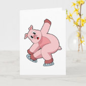 Pig Ice Skaten Ice Skate Karte (Gelbe Blume)