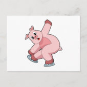 Pig Ice Skaten Ice Skate Postkarte (Vorderseite)