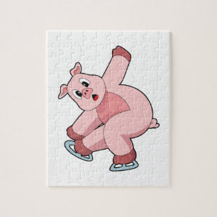 Pig Ice Skaten Ice Skate Puzzle