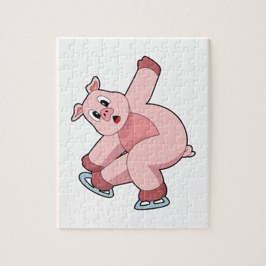 Pig Ice Skaten Ice Skate Puzzle (Vertikal)