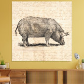 Pig Illustration Stil antiker Art Script Leinwanddruck (Insitu (Wohnzimmer))