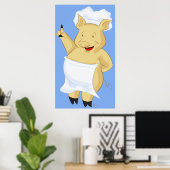 Pig Koch Tragen Schürze Plakat drucken (Heimbüro)
