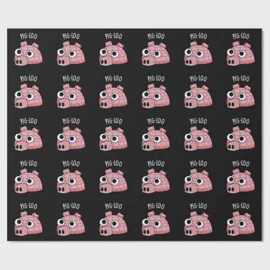 Pig-loo Funny Iglu Pun Dark BG Geschenkpapier (Flach)