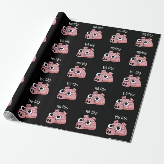Pig-loo Funny Iglu Pun Dark BG Geschenkpapier (Ungerollt)