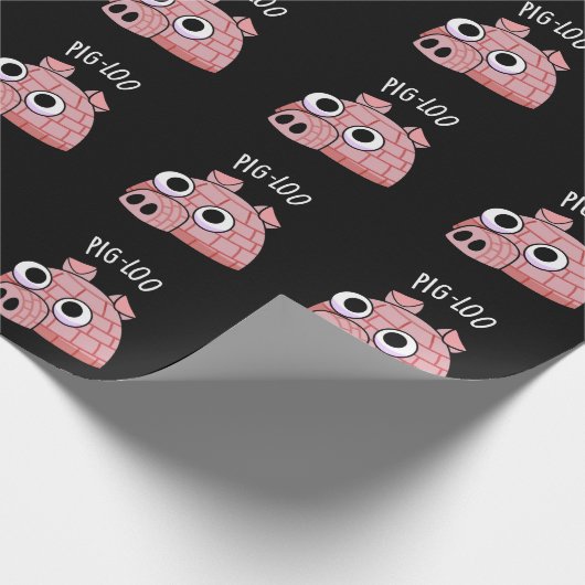 Pig-loo Funny Iglu Pun Dark BG Geschenkpapier (Ecke)